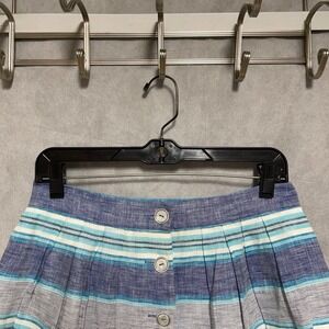 Brooks Brothers Skirt Women 4 Blue Striped Linen A Line Pencil Knee Length Lined